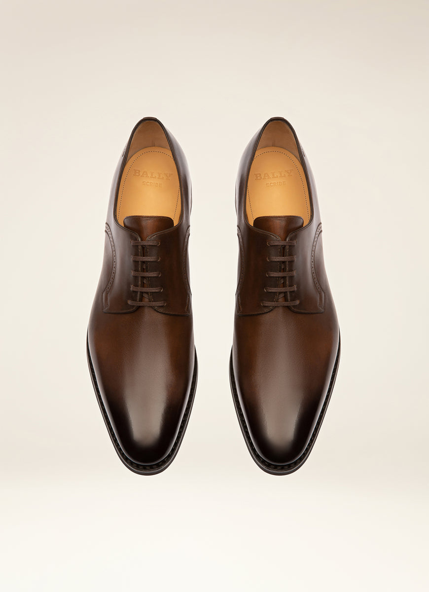 Shop Scrivani -Leather Derby Shoes in Brown | Bally